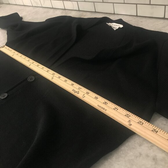 St. John Cardigan Sweater Womens XL Black Button Front V Neck Knit Pockets Long - Picture 8 of 12